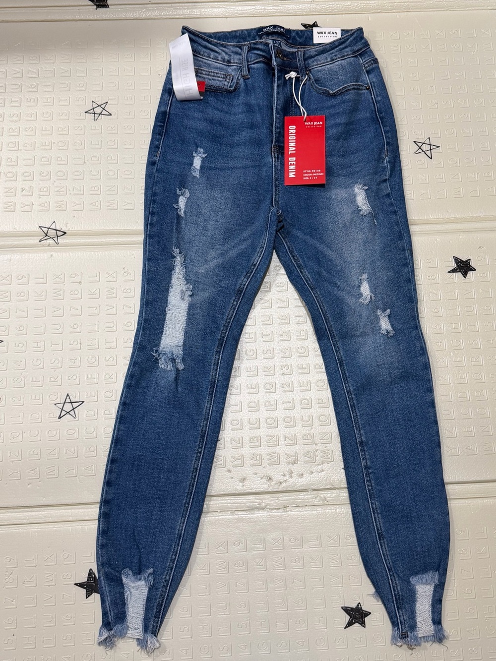 Wax Jean Women's Distressed Blue Skinny Jeans
